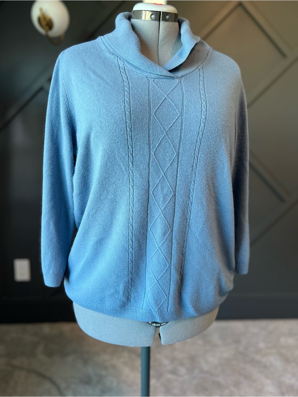 Alia Light Blue Cable Front Sweater